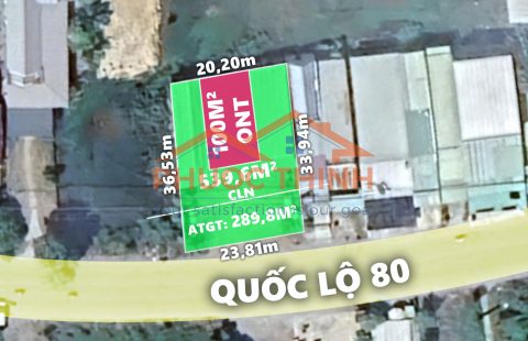 MẶT TIỀN QUỐC LỘ 80 – DIỆN TÍCH LỚN, CÓ SẴN KHO XƯỞNG, GẦN KDL THẠCH ĐỘNG